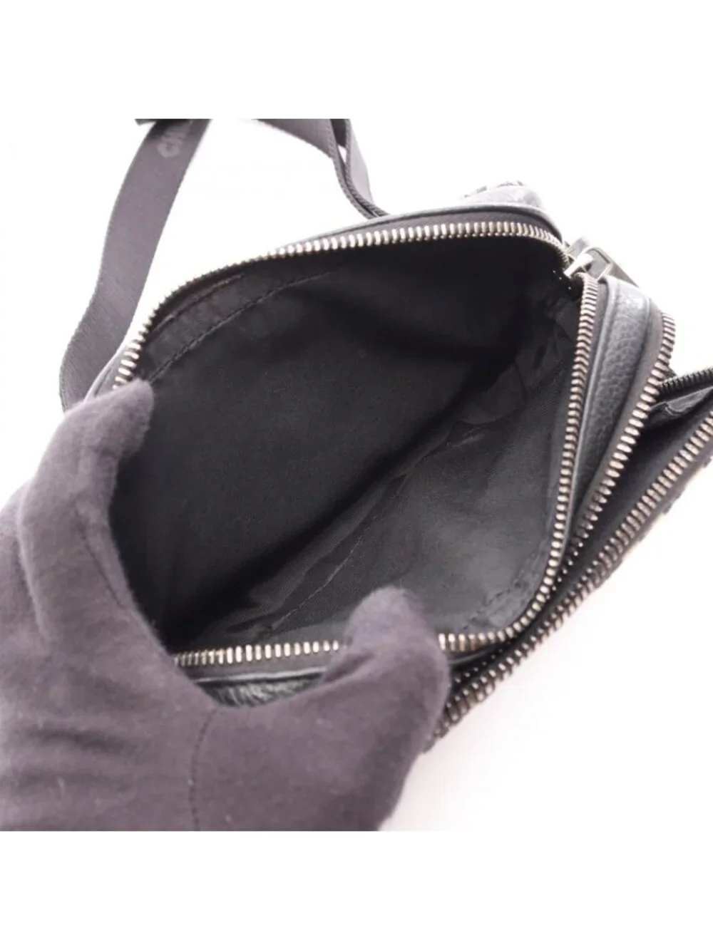 Dior Shoulder Bag Strap Zip Pouch Oblique Ivory Navy Black Canvas Leather